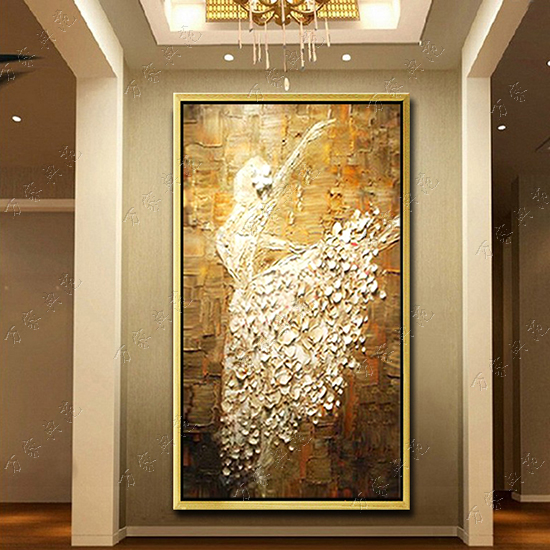 芭蕾舞 油画欧式高档客厅玄关装饰画纯手绘立体抽象现代挂画包邮
