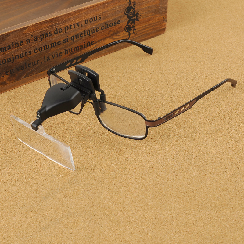 带LED灯眼镜夹式放大镜 3种镜片倍率可选 便携式放大镜