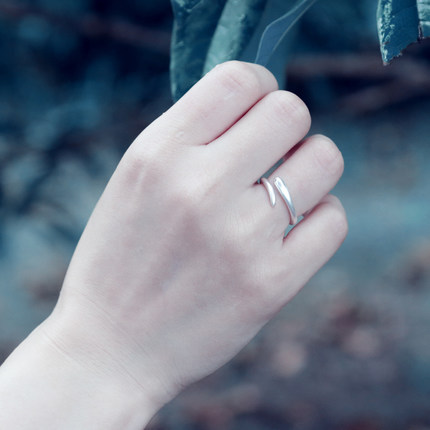 s925纯银 小蛇戒指 女 尾戒指环 韩版时尚首饰品 扳指 可调节银饰