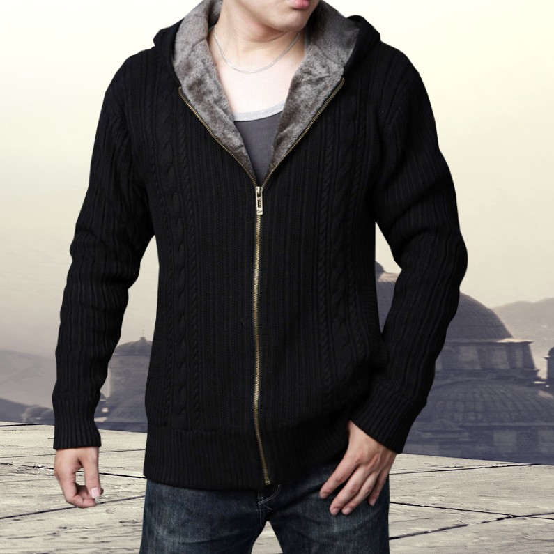 冬季休闲男士针织衫开衫外套毛衣男韩版修身大码羊毛衫男加厚线衣