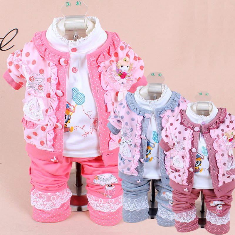 童装4-8个月女宝宝女童秋装套装婴儿衣服韩版纯棉三件套0-1-2岁