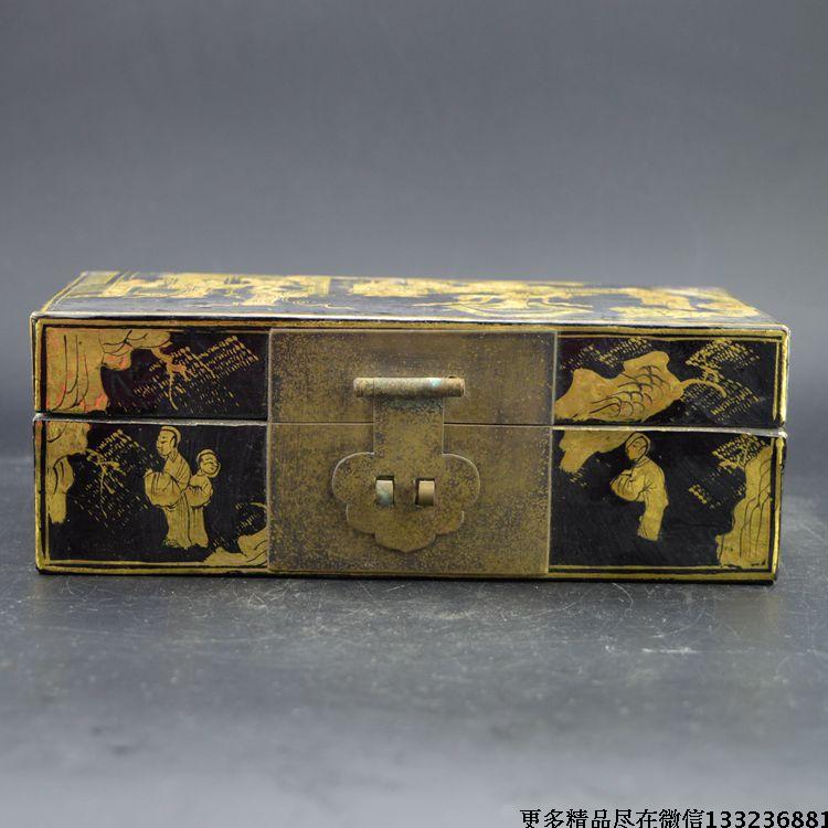 古董古玩杂项收藏民国贵妇私人收纳盒皮盒保险柜包装盒特价包邮