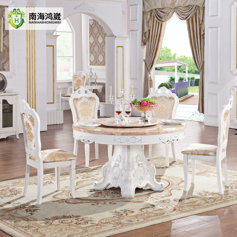 新款小户型欧式田园餐桌简约方桌饭桌欧式餐桌白色 餐桌椅组合