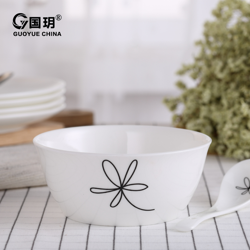国玥骨瓷碗 日式物语餐具5.5英寸面碗沙拉碗创意可微波家用饭碗