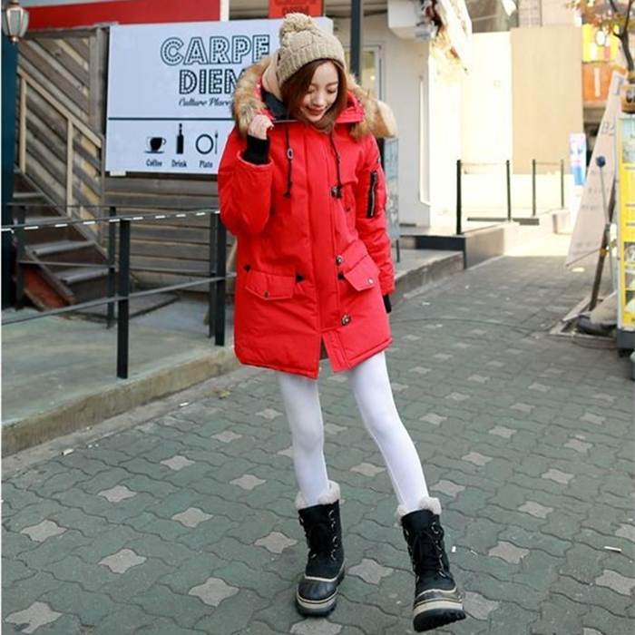 冬装新款韩国代购加厚保暖连帽工装外套真毛领大衣大码棉衣棉服女