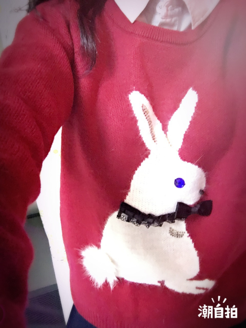 小个子女装 甜美小兔子套头兔毛毛衣