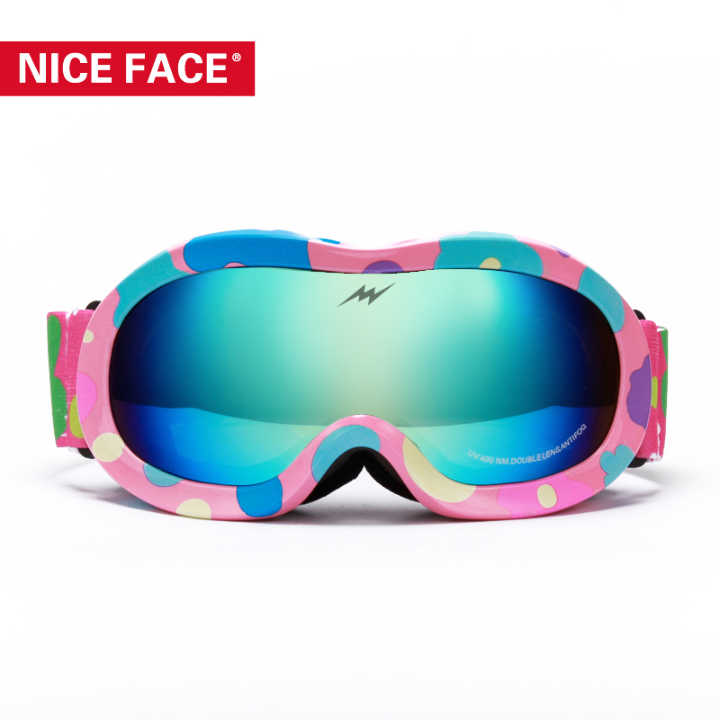 NICE FAC儿童滑雪镜双层防雾偏光镜片滑雪眼镜男女童款可卡近视