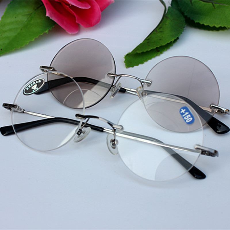 巴西进口无框轻老花眼镜高清晰天然水晶防疲劳花镜品牌高档男女款