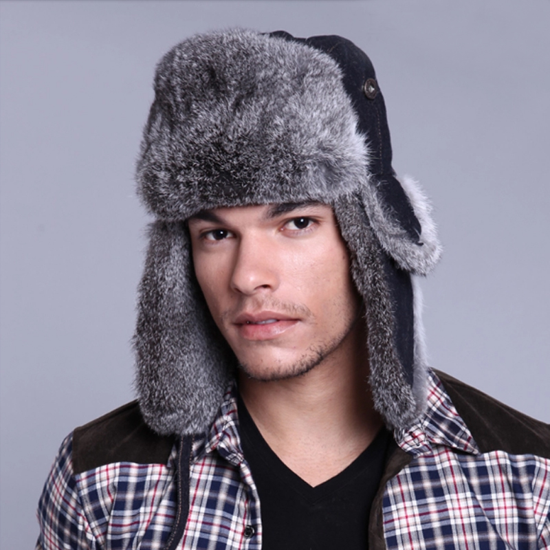 新款冬季男帽加厚保暖野兔毛青年迷彩皮草帽雷锋帽韩版户外护耳帽