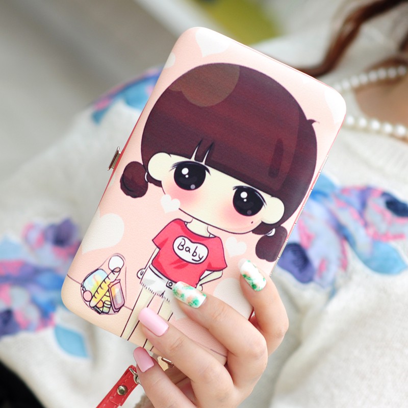 卡通钱包女长款印花韩版萌女孩手机包手拿包女可爱娃娃饭盒零钱夹