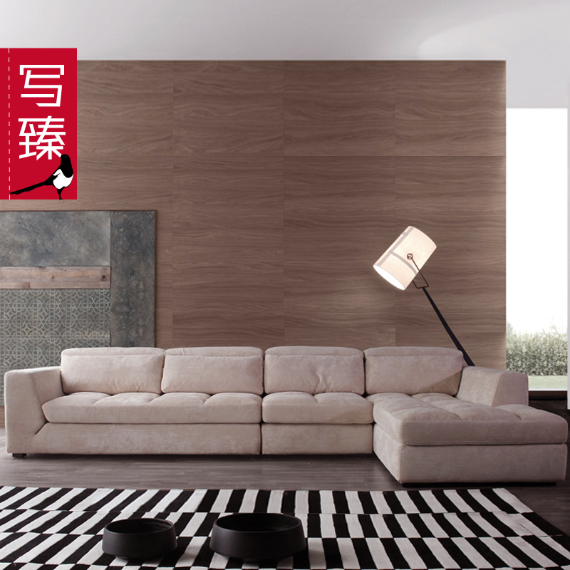 北京写臻现代简约沙发 可拆洗羽绒沙发 北欧布艺带可调头枕沙发