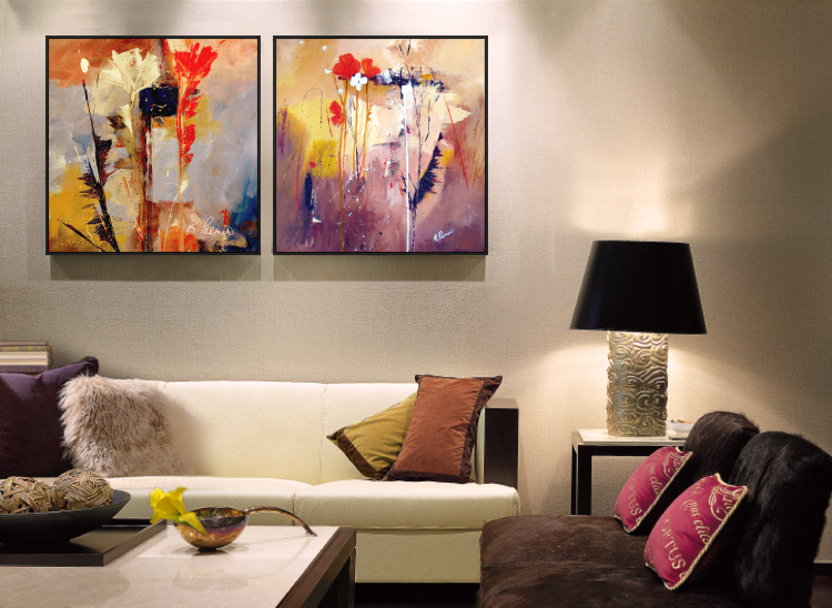 加拿大女画家抽象构成现代艺术花卉油画家居客厅卧室玄关装饰画
