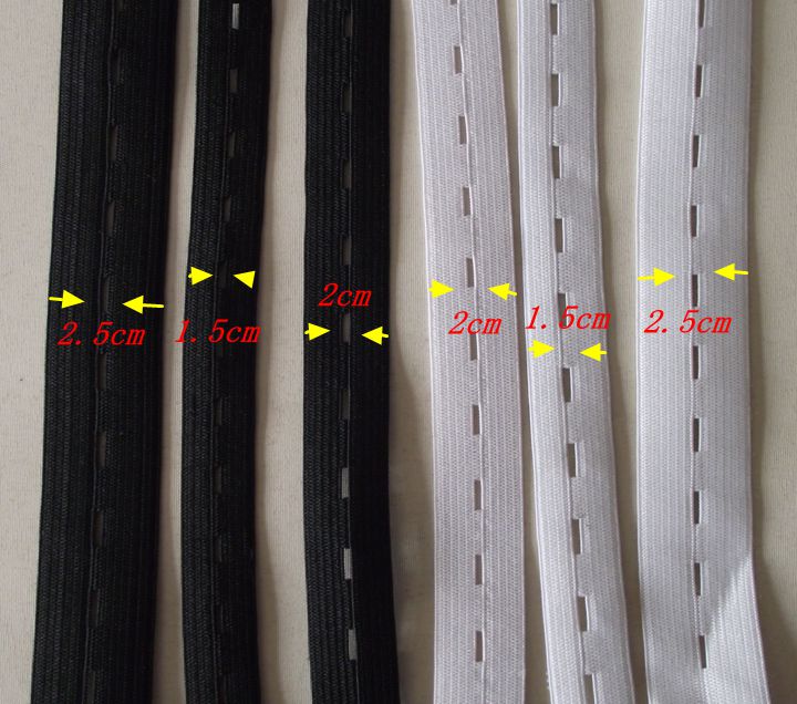 优质可调节带孔黑色白色1.5cm2cm2.5cm松紧带 厂价批发 量大优惠