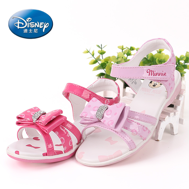 2015新款女童凉鞋 平跟儿童公主鞋学生凉鞋带钻迪士尼童鞋 包邮
