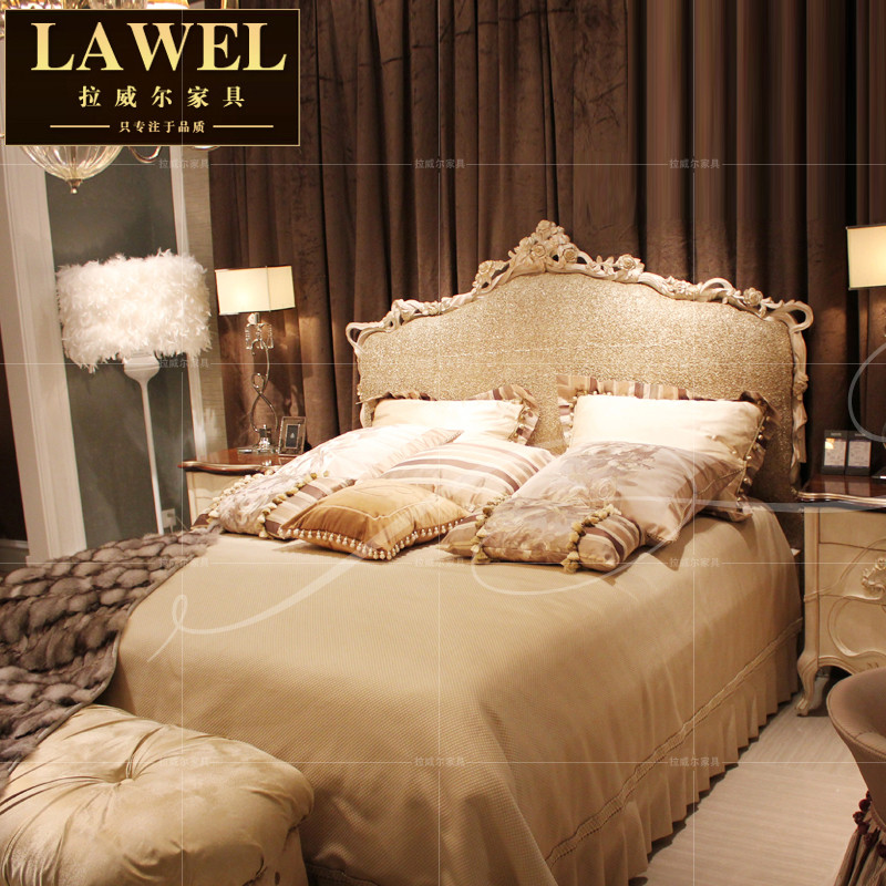 拉威尔lacasa家具欧式双人床高档布艺床法式实木床1.8米储物床白