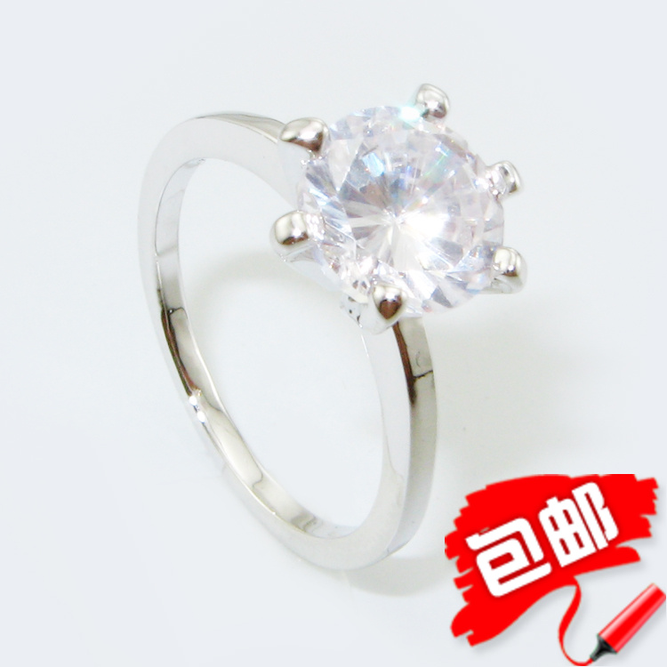 韩国饰品 高仿真钻戒两克拉求婚钻石戒子 韩版时尚镶钻锆石戒指女