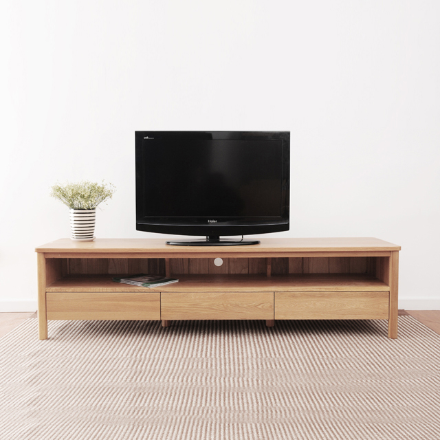 MUJI全实木电视柜组合1.8米简约现代白橡木地柜客厅家具新品