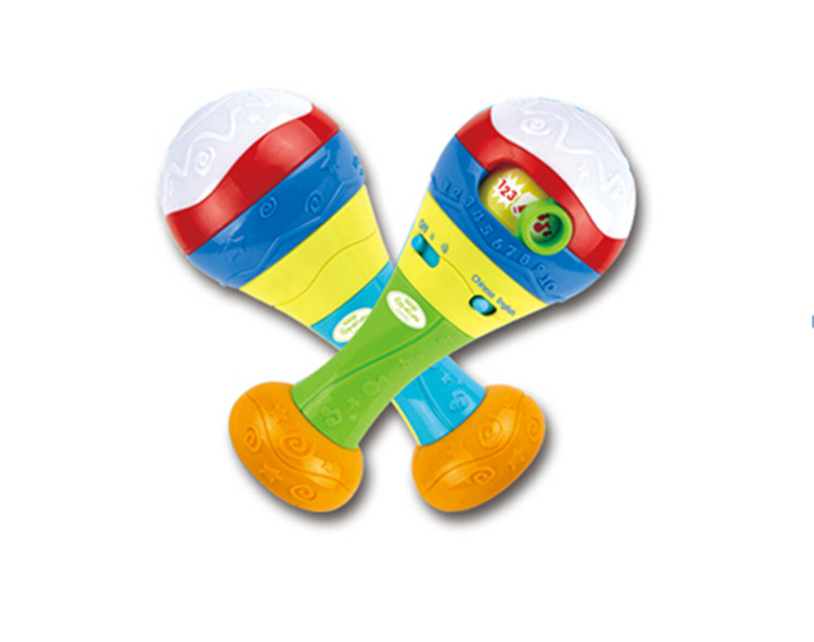 优代婴儿电动音乐灯光手摇铃摇摇乐儿童益智双语沙锤玩具0-1岁0.4