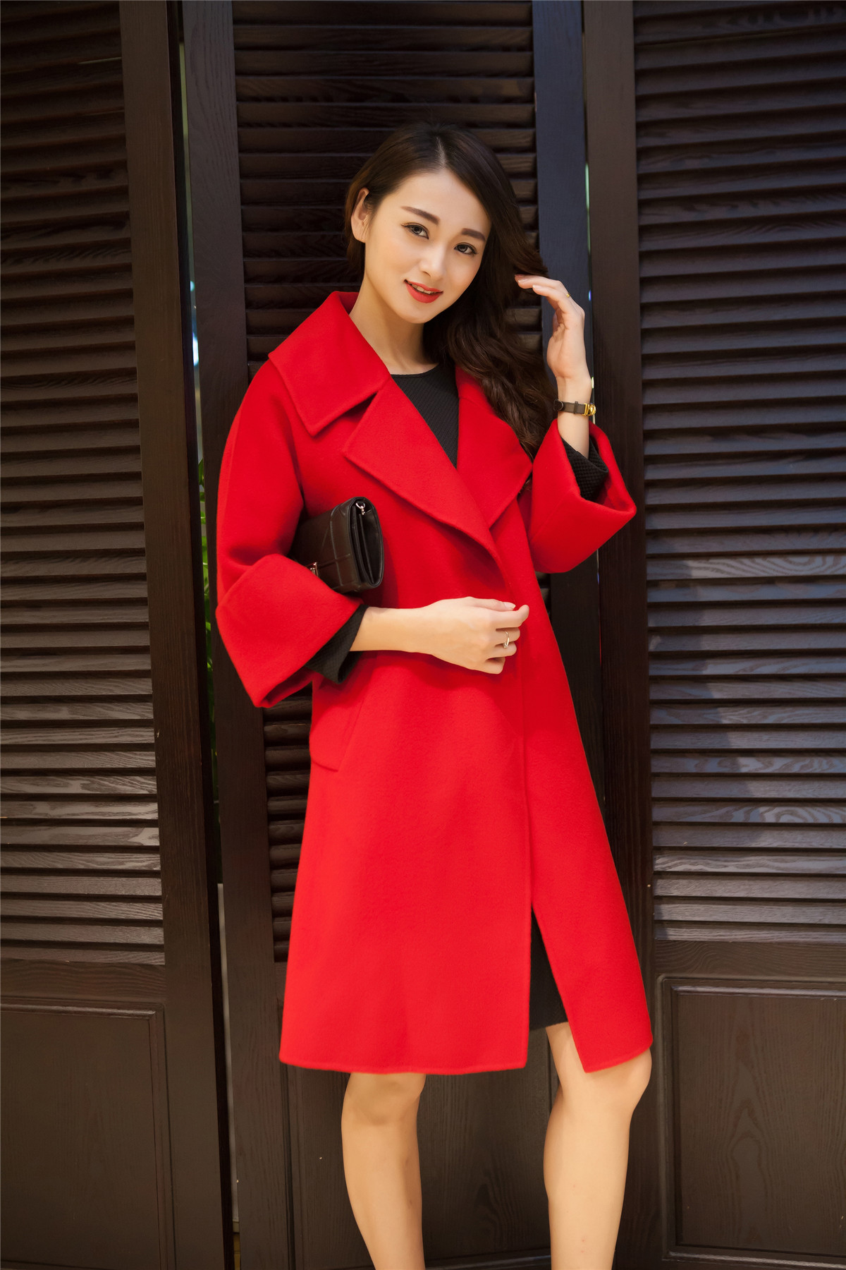韩版2015秋冬新款宽松手工双面呢羊绒大衣女中长款高端羊毛呢外套