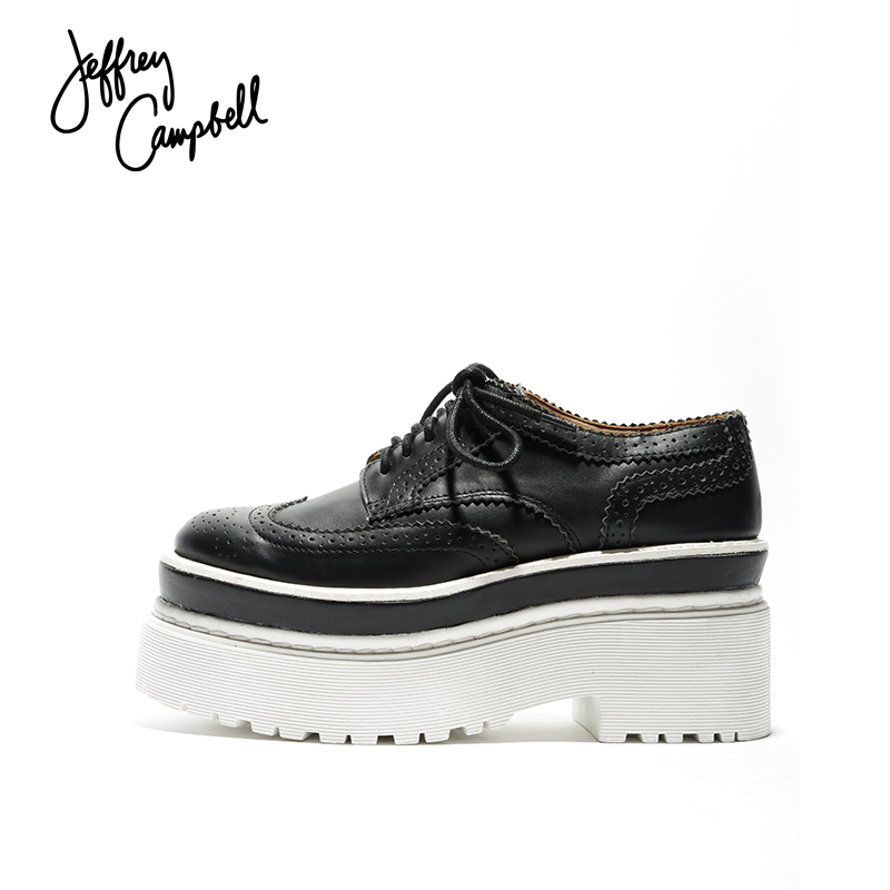 美国JEFFREY CAMPBELL时尚舒适厚底黑色系带单鞋女鞋休闲鞋新款