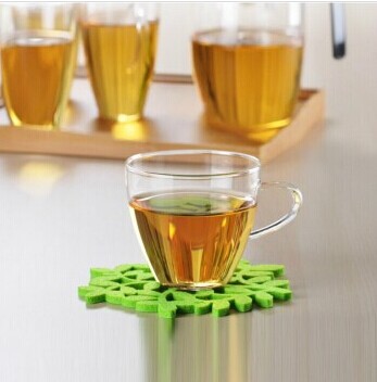 玻璃花茶杯 耐热玻璃茶具 带把透明品茗杯150ML  玻璃杯  茶杯