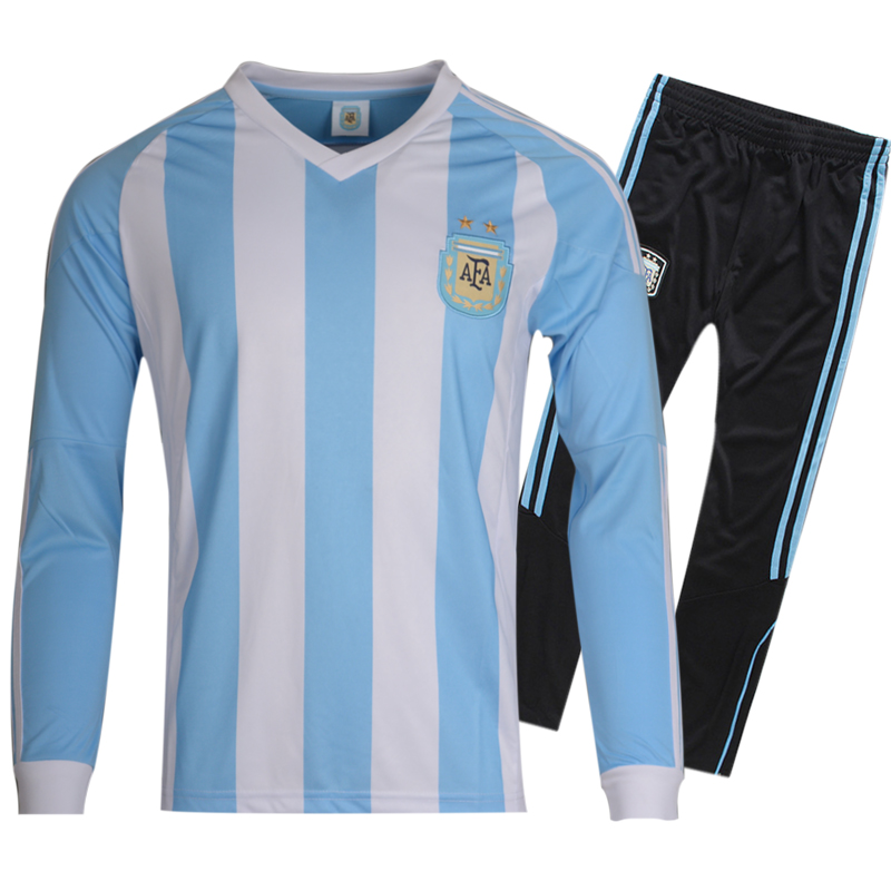 15-16阿根廷主场长袖足球服套装 7号迪马利亚9号伊瓜因10号梅西