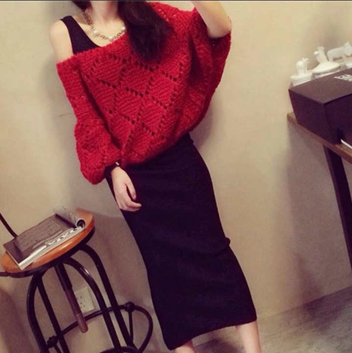 2015秋季新品韩版女装针织衫两件套装裙子修身显瘦长袖毛衣连衣裙