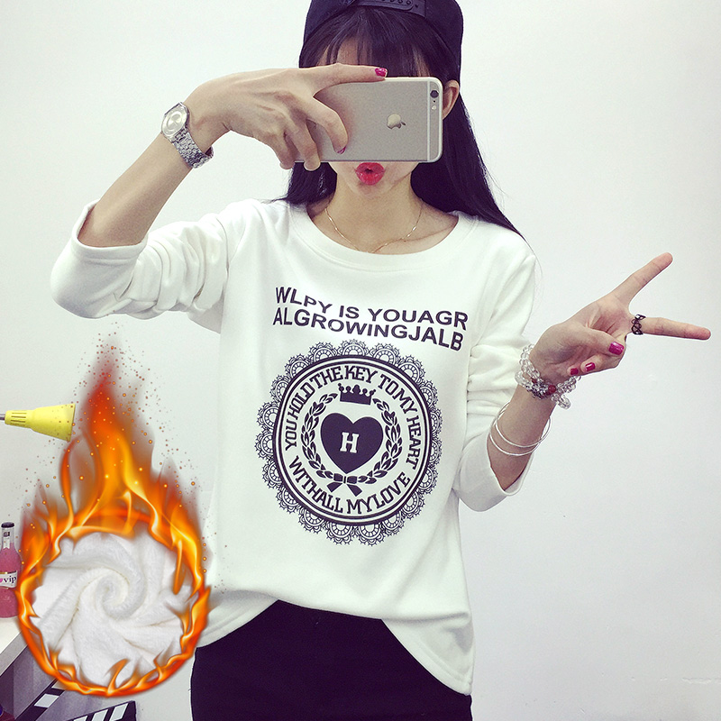 2015新款韩版秋冬大码卫衣女装学生宽松印花长袖T恤女上衣打底衫