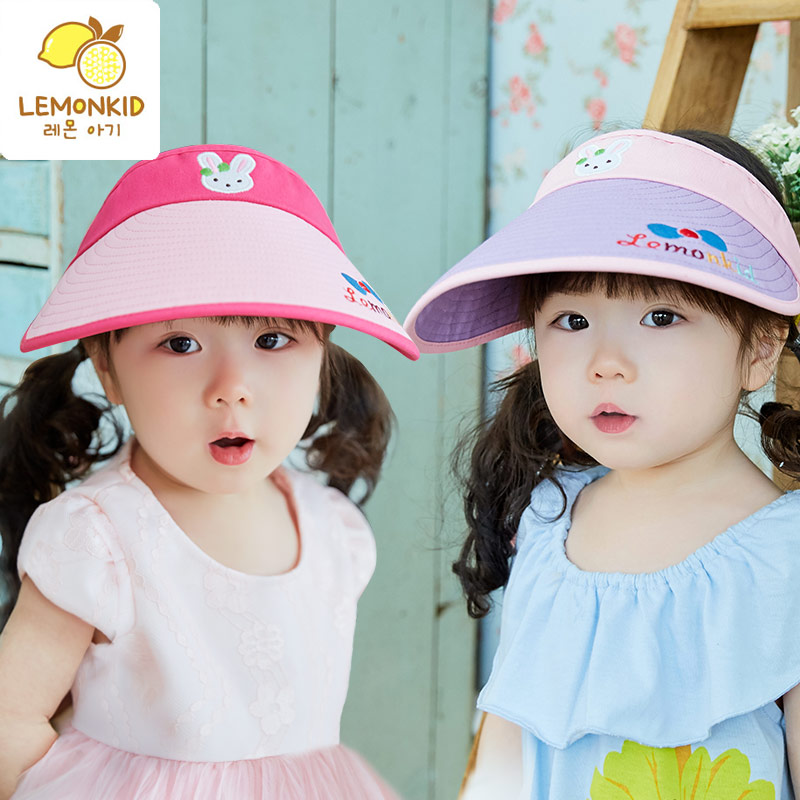 韩国儿童帽子夏季2-10岁宝宝遮阳帽男童空顶帽女童太阳帽棉防晒帽