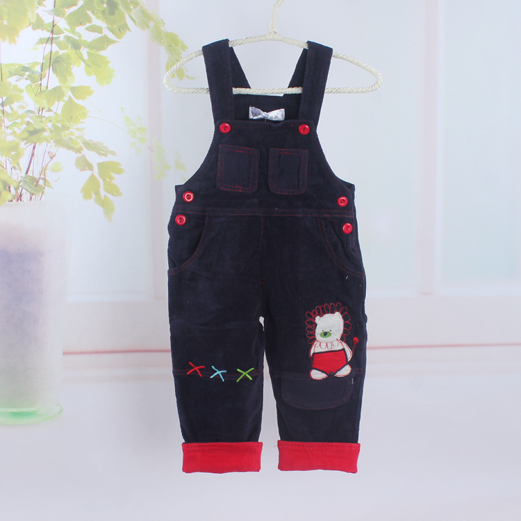 品牌童装2015秋装新款婴派8193男女童宝宝牛仔背带裤两个颜色