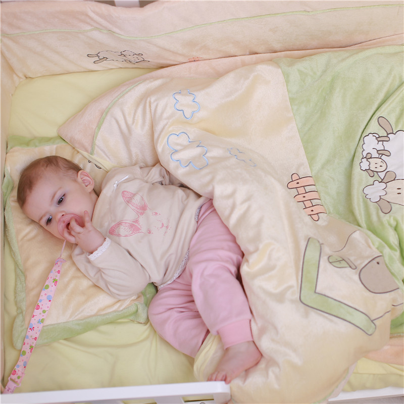 新生婴幼儿全棉床上用品 高端纯棉宝宝床围被子7件套欧洲婴儿床品