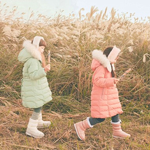 包邮 2015冬季新款女童装加厚棉衣儿童连帽长款棉服加绒外套棉袄