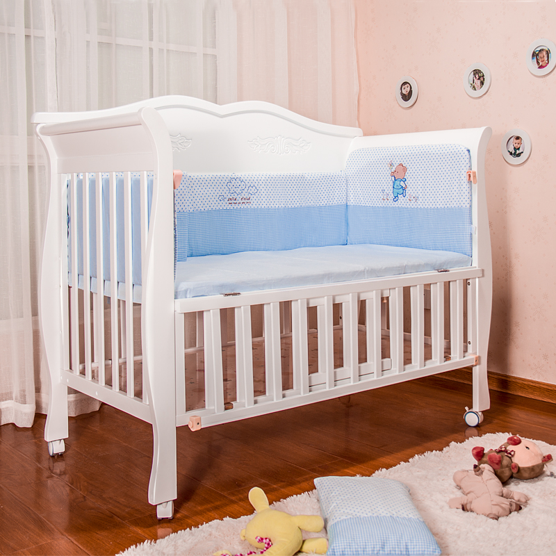壹零年代欧式婴儿床进口全实木白色环保多功能无儿童床宝宝床BB床