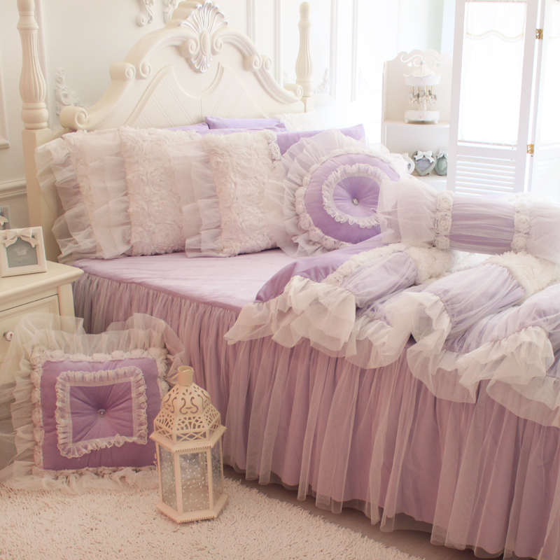 新品加厚柔软珊瑚绒床裙1米 1米2 1米35定做紫色国床上用品