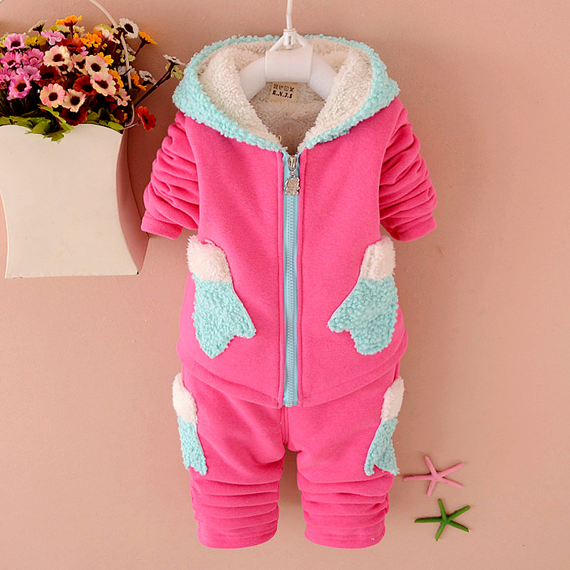 女童冬装套装2015新款加厚加绒卫衣1-3岁女宝宝秋装套装两件套潮