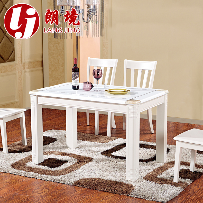 朗境 大理石餐桌椅套装现代简约饭桌小户型北欧实木餐桌椅组合