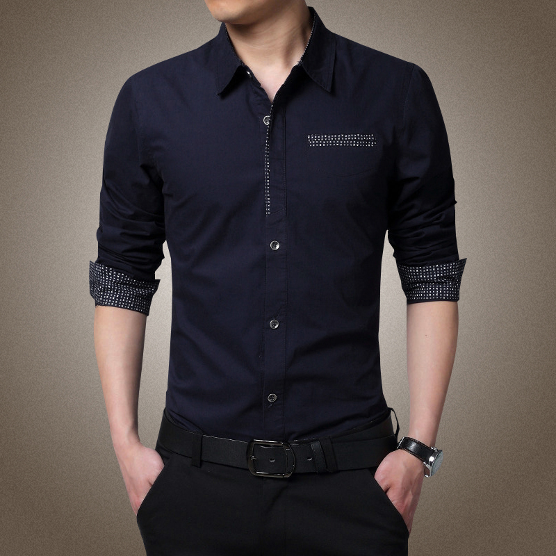 2014秋季新款衬衫 商务衬衫男长袖衬衫韩版休闲衬衣修身纯棉衬衫