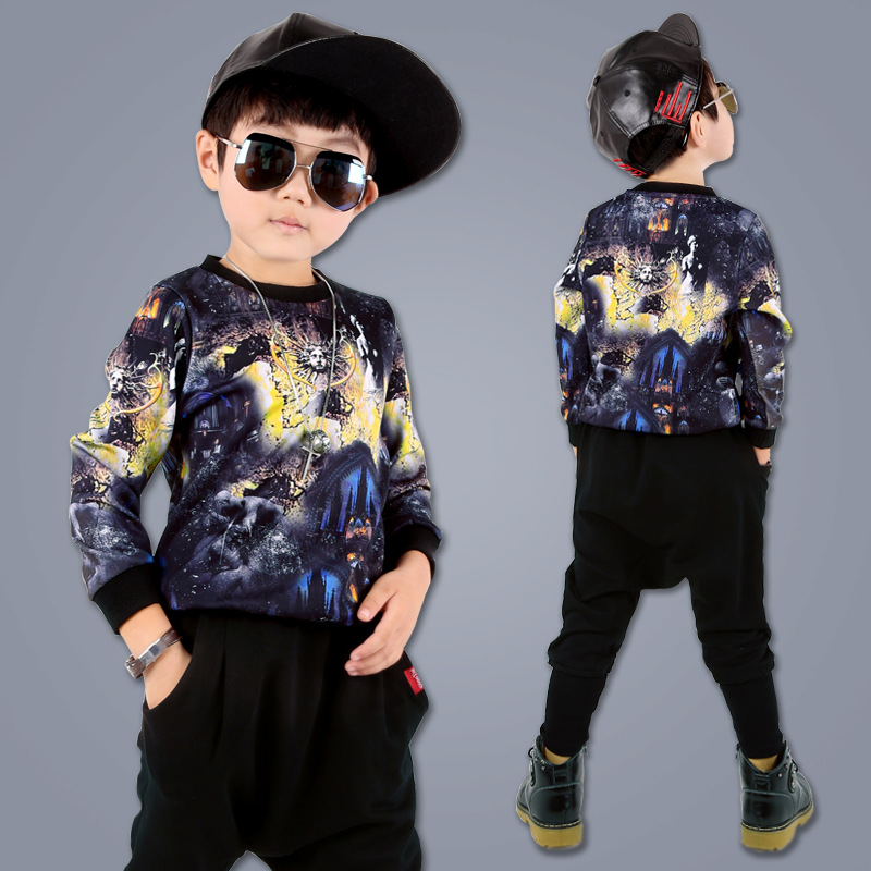 儿童2016秋装男童 新款韩版童装时尚运动两件套中大童套装长袖潮