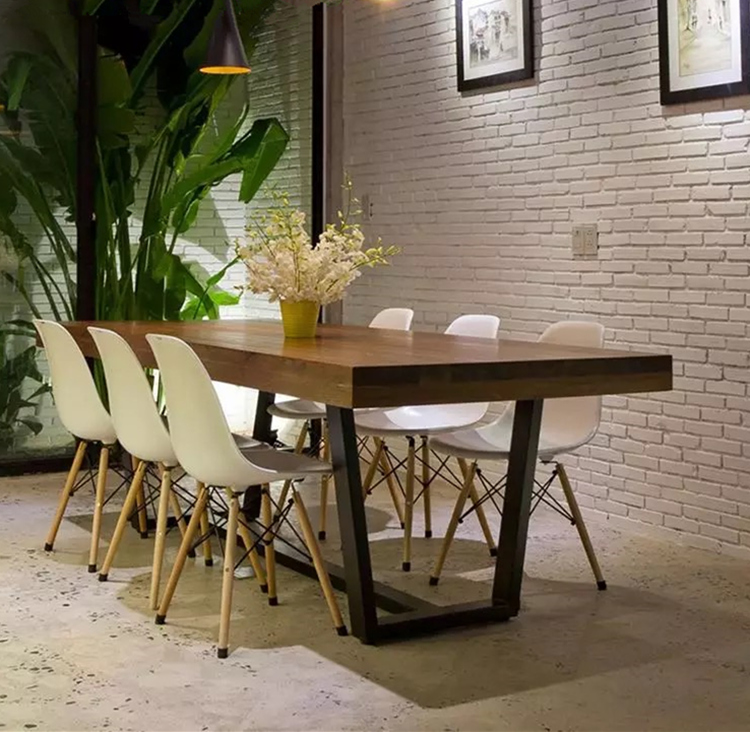 实木长方形条桌会议桌子现代简约办公家具办公桌椅组合组装洽谈桌