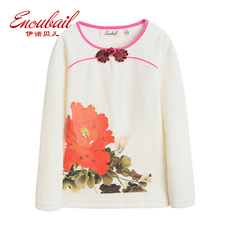 伊诺贝儿童装长袖t恤2015秋季新款中国风印花女童打底衫