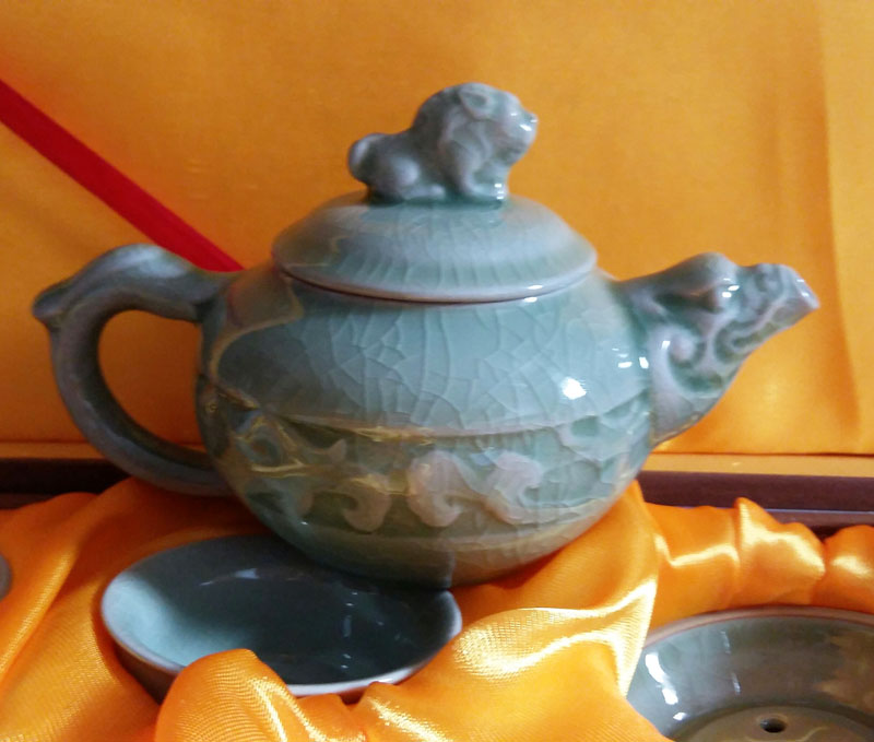 汝瓷茶具 十件套功夫茶具 天青开片 绝对汝州原产地 龙壶全套茶具