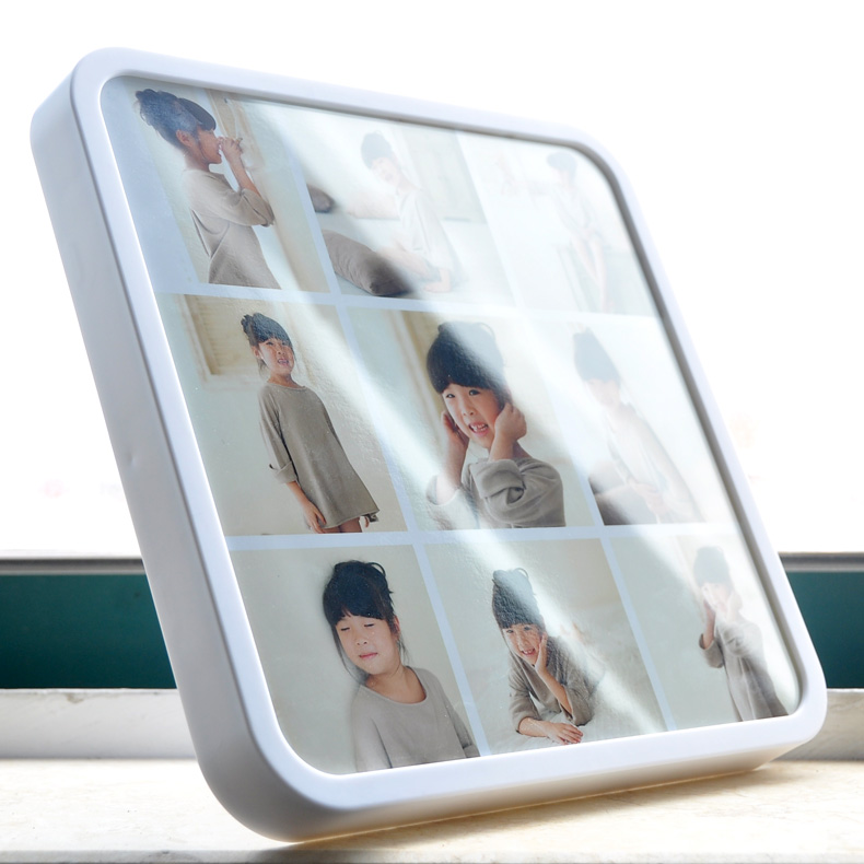 白色8寸拉米娜摆台水晶洗照片制作相框定做九宫格相片冲印版画
