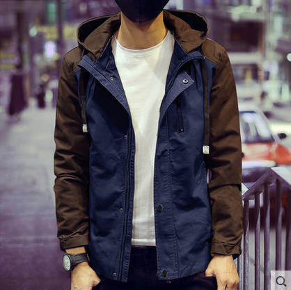 2015秋季男士上衣 修身连帽夹克 青年修身 薄款休闲小外套衫潮