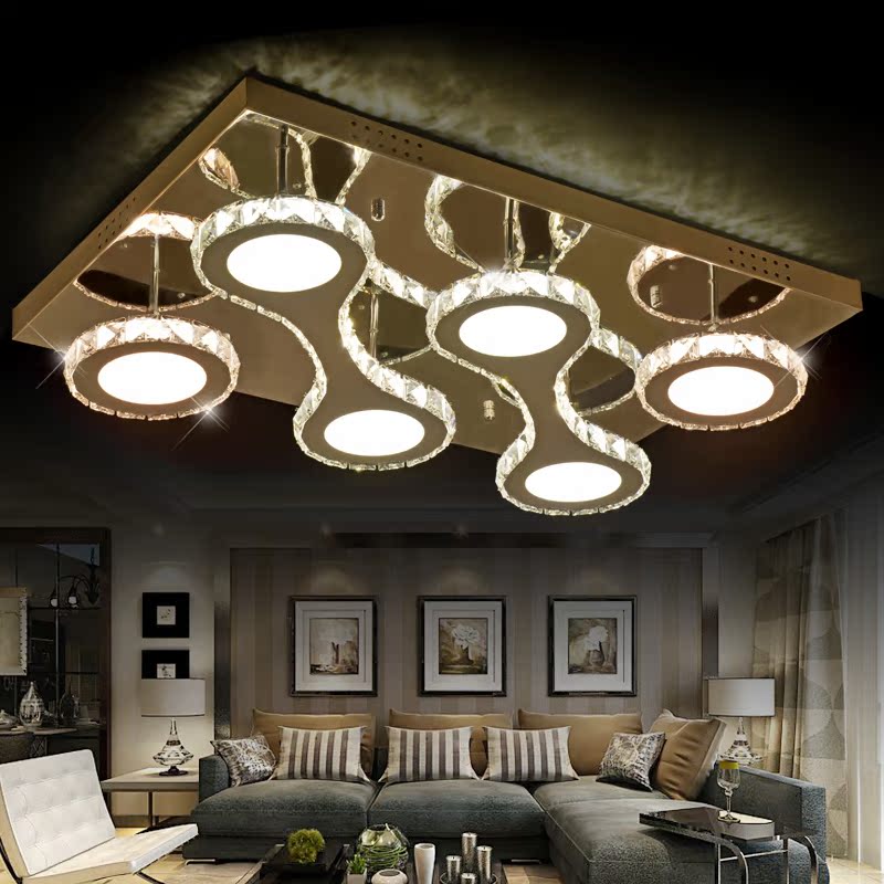 客厅灯 长方形 水晶灯led卧室灯吸顶餐厅灯创意灯具大气现代简约
