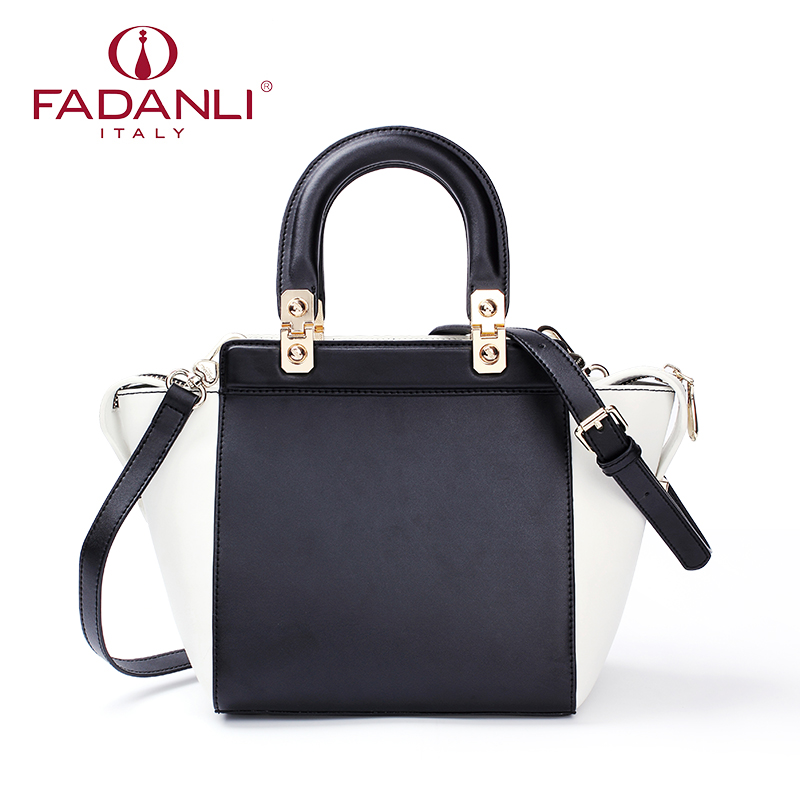 法丹利春季新款 黑白撞色女包手提包2015款 女士单肩品牌真皮包包