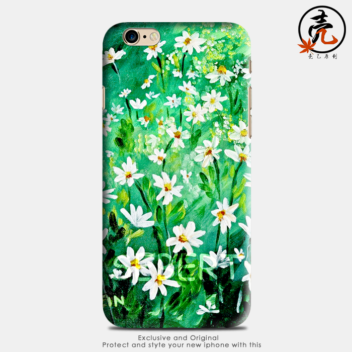 壳乙iphone6 plus苹果5s 手机壳4.7韩国油画雏菊硅胶浮雕原创意潮