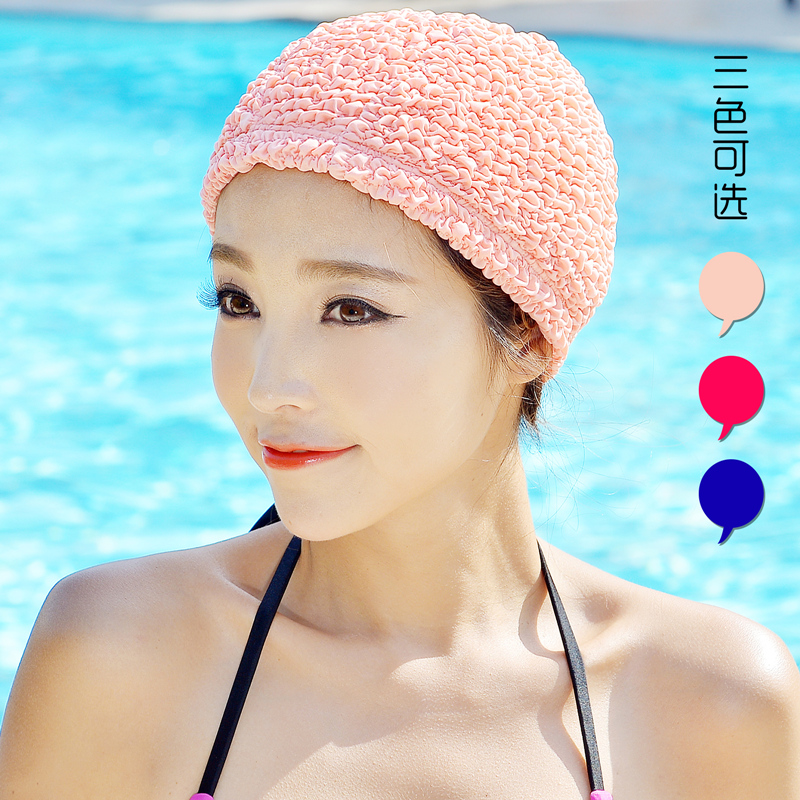 【天天特价】韩国新款长短发时尚舒适护耳布游泳帽泳帽女专柜正品
