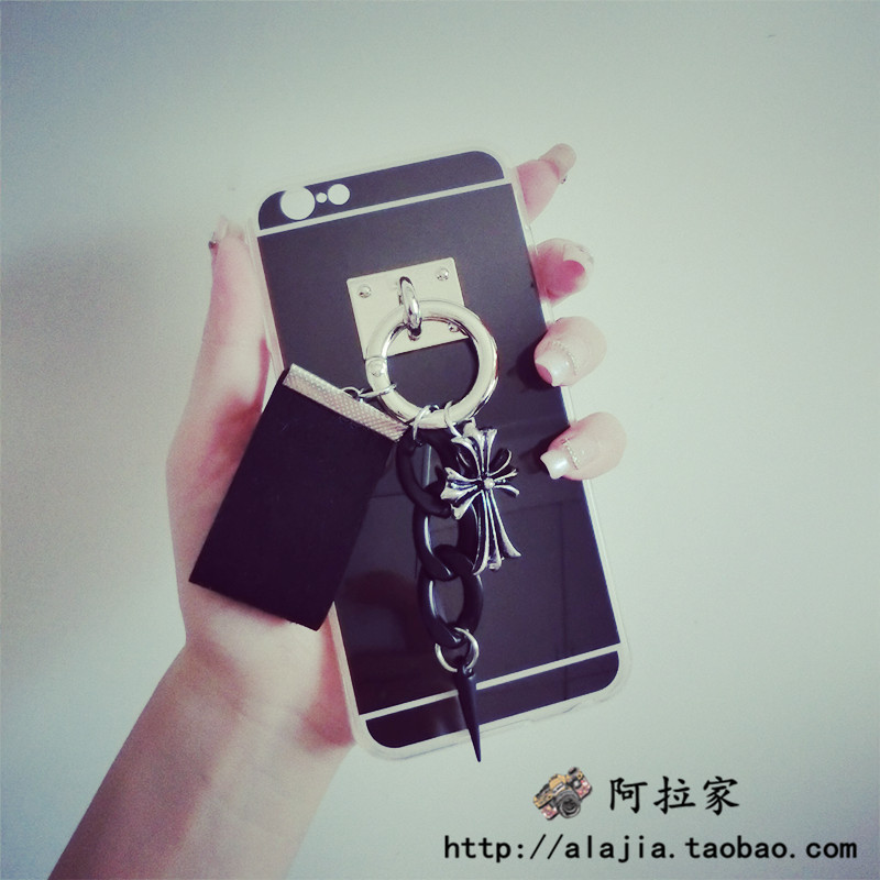 韩国个性时尚iphone6镜面手机壳十字架铆钉plus苹果5/5s保护壳新