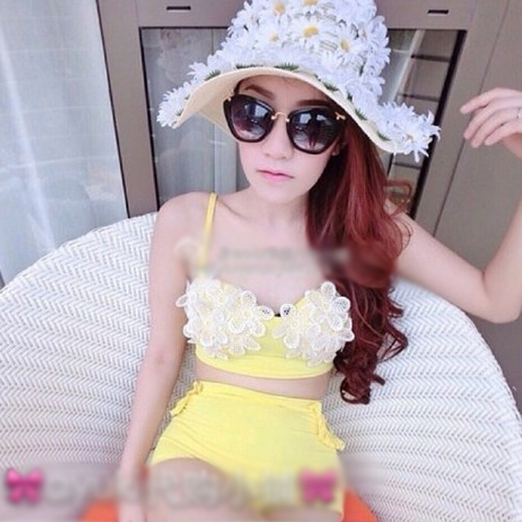2014夏女装韩版新款立体花朵时尚性感比基尼沙滩度假泳衣套装