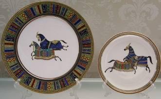 欧式皇马粗边手绘个性陶瓷平盘圆盘挂盘家居客厅样品房软装饰摆件